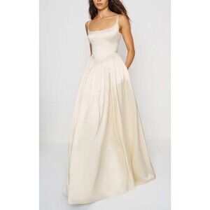 Reformation Liz Silk Dress Ivory White Wedding Bridal Gown Minimalist Size 6 NEW